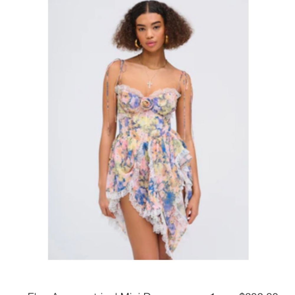 For Love And Lemons Pastel Floral Asymmetrical Dress